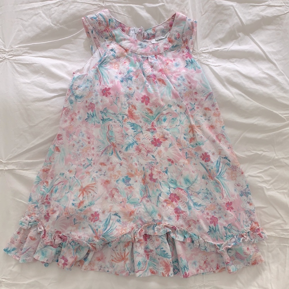 3Pommes pink floral zip toddler dress 18-24 92cm